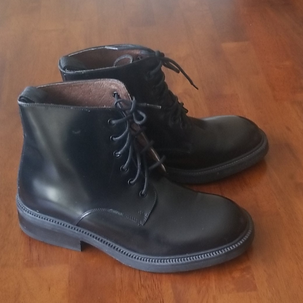J.Crew Black Leather Laceup Combat Style Boot